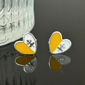 Vatican Heart Earrings S925 Sterling Silver Handmade Ear Stud